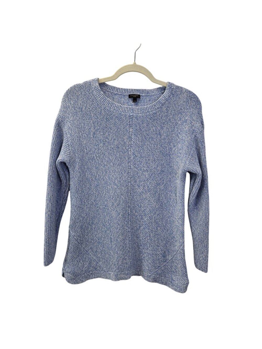Talbots 100% Pima Cotton Heathered Blue Crewneck Sweater Size L Petite